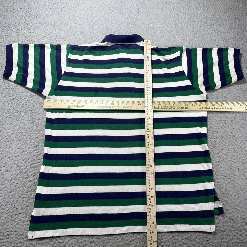 Polo By Ralph Lauren Polo Shirt Mens XL Green Navy Stripe Short Sleeve Cotton